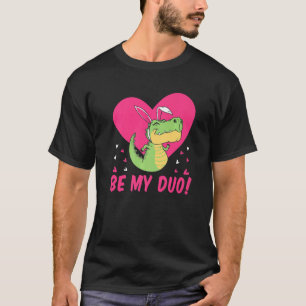 Camiseta Seja Meu Duo Dinossauro Voador Bonito Dia dos Namo