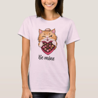 Camiseta Seja meu gato: Dia de os namorados Kawaii Cat com 