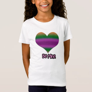 Camiseta Seja meu Namorados Coração de Stripe Roxo