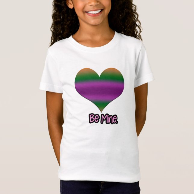 Camiseta Seja meu Namorados Coração de Stripe Roxo (Frente)
