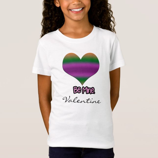 Camiseta Seja meu Namorados Coração de Stripe Roxo (Frente)