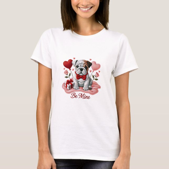Camiseta Seja meu Namorados Inglês Bulldog T-Shirt (Frente)