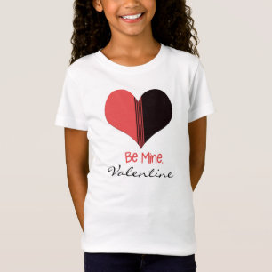 Camiseta Seja meu Namorados Vermelho Stripe Coração