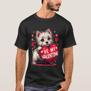 Camiseta Seja Meu Westie Cachorro Coração no Dia dos Namora