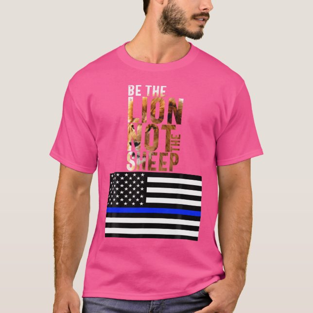 Camiseta Seja O Leão, Não A Polícia De Ovino, América Azul (Frente)