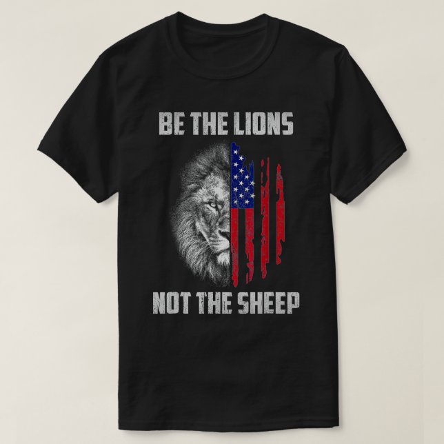 Camiseta Seja O Leão Não O Leão Patriótico Ovelha Americano (Frente do Design)