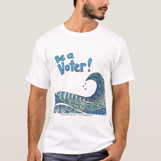 Camiseta Seja um eleitor / design de onda azul