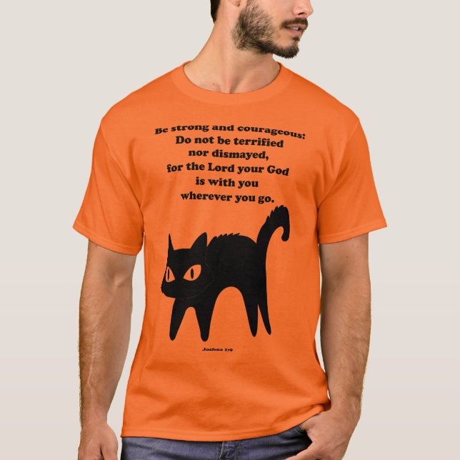 Camiseta Seja um gato preto forte e corajoso (Frente)