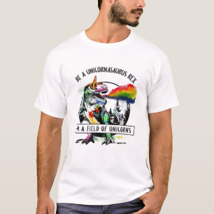 Camiseta Seja Um Unicornasaurus Rex Em Um Campo De Dino Uni