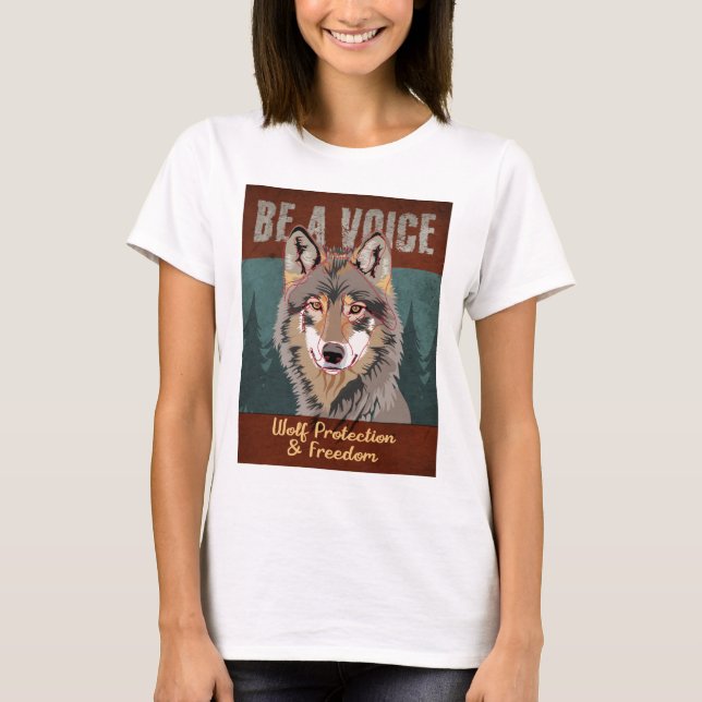 Camiseta Seja uma voz - Proteção e Liberdade do Lobo (Frente)