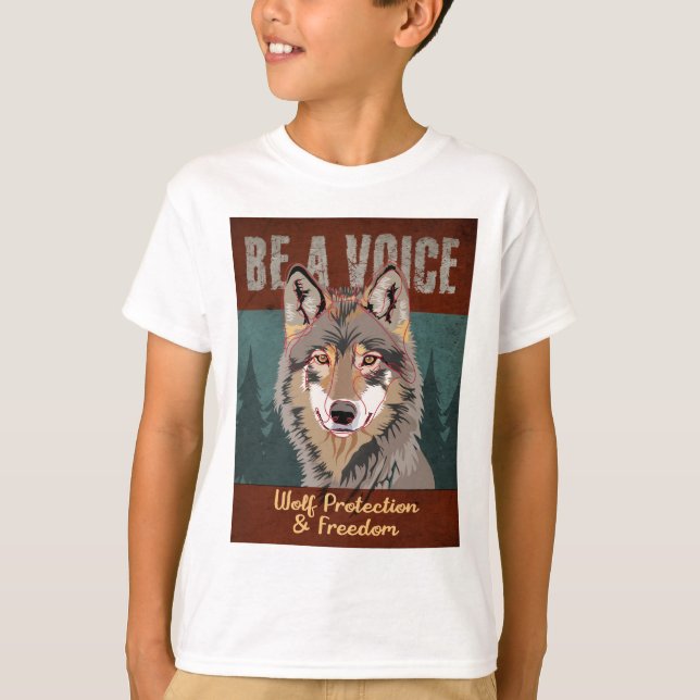 Camiseta Seja uma voz - Proteção e Liberdade do Lobo (Frente)