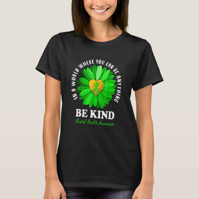 Camiseta Seja verde Fita Sunflower Mental Health Aware (Frente)