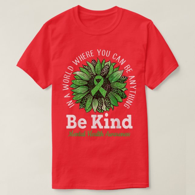 Camiseta Seja verde Fita Sunflower Mental Health Aware (Frente do Design)