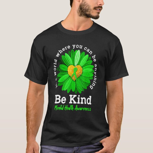 Camiseta Seja verde Fita Sunflower Mental Health Aware (Frente)