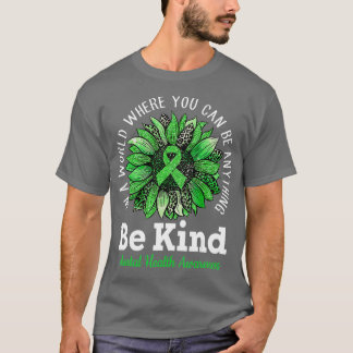 Camiseta Seja verde Fita Sunflower Mental Health Aware