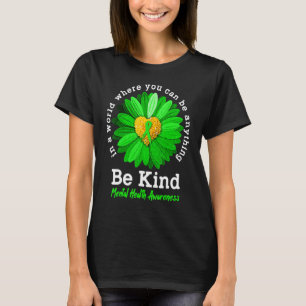 Camiseta Seja verde Fita Sunflower Mental Health Aware