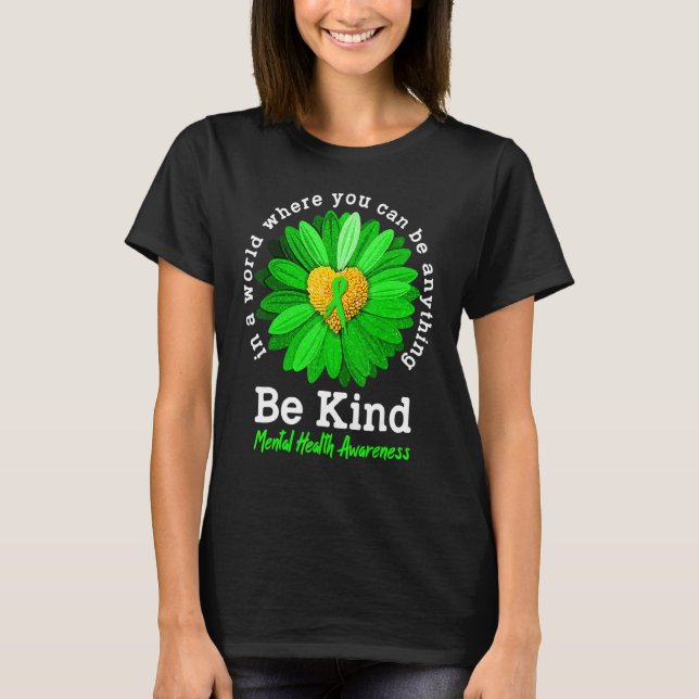 Camiseta Seja verde Fita Sunflower Mental Health Aware (Frente)