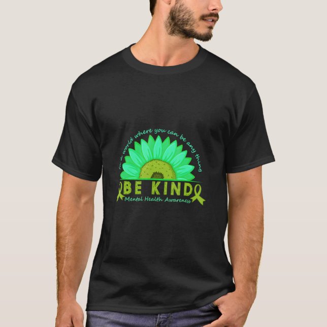 Camiseta Seja verde Fita Sunflower Mental Health Aware (Frente)