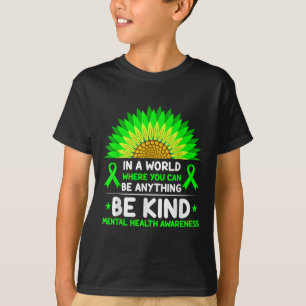 Camiseta Seja verde Fita Sunflower Mental Health Aware
