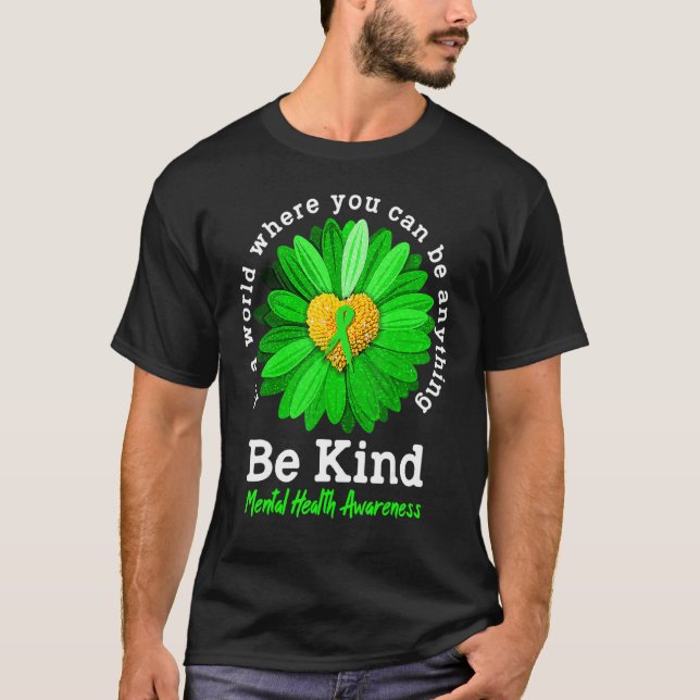 Camiseta Seja verde Fita Sunflower Mental Health Aware (Frente)