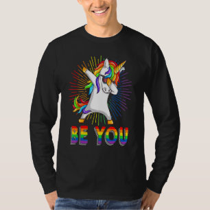 Camiseta Seja Você Gay Lésbica Dabbing Unicorn Orgulho gay