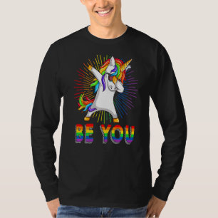 Camiseta Seja Você Gay Lésbica Dabbing Unicorn Orgulho gay 