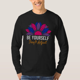Camiseta Seja Você Mesmo Eles Vão Se Ajustar LGBTQ Bandeira