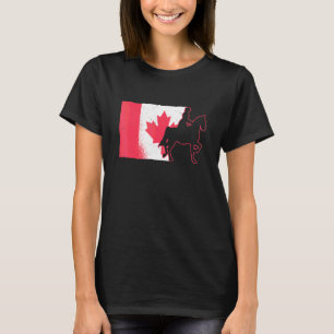Camiseta Sela Sela Inglês Cavalgando Bandeira do Canadá Cav