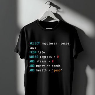 Camiseta SELECIONE Felicidade SQL Programador