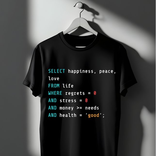 Camiseta SELECIONE Felicidade SQL Programador  (Criador carregado)
