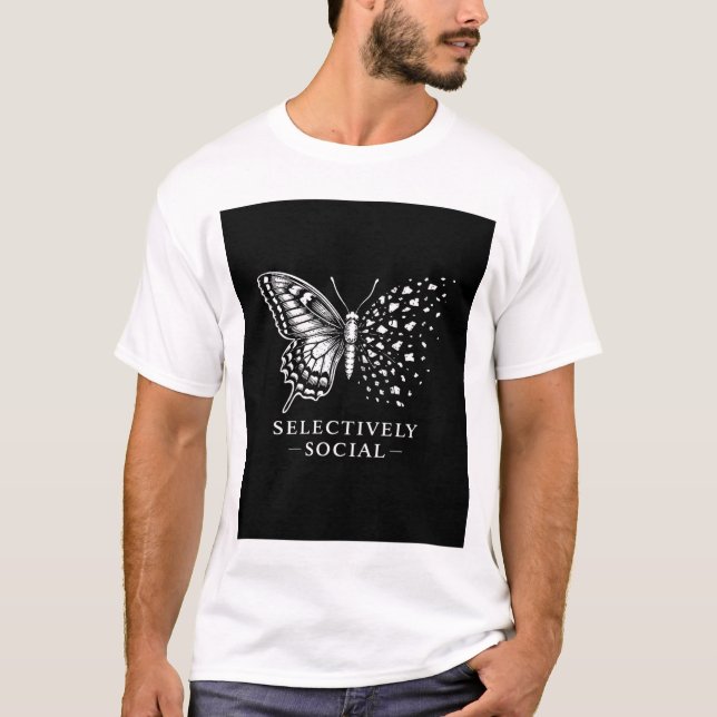 Camiseta Selectively Social Butterfly, Sarcastic, homorous  (Frente)