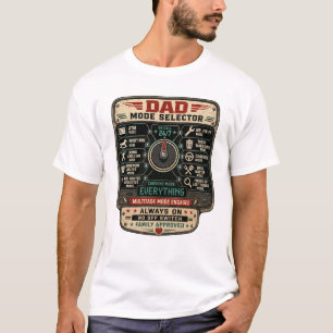 Camiseta Seletor de Modo de Pai Divertido Dia dos Pais