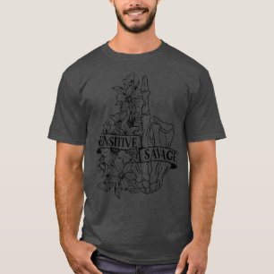 Camiseta Seletor Sensível Morto Motivo do Esqueleto da Flor