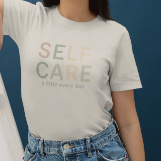 Camiseta Self Care, Cozy Typography, Warm Aesthetic