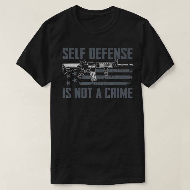 Camiseta Self Defense Is Not A Crime  Pro Gun Rights USA AR (Frente do Design)