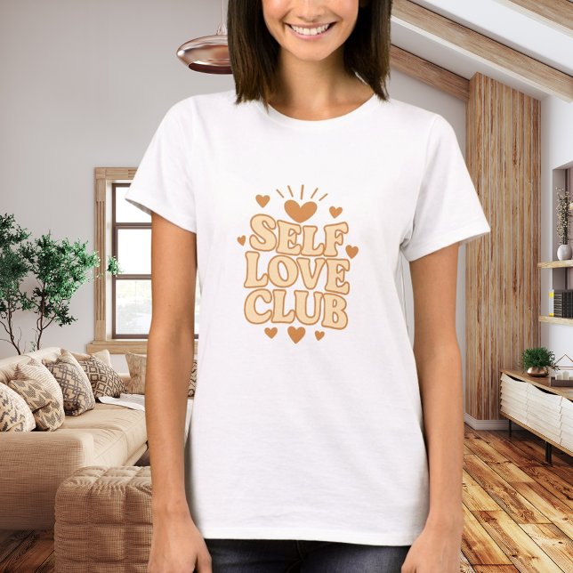 Camiseta Self Love Club beige quote humor (Criador carregado)