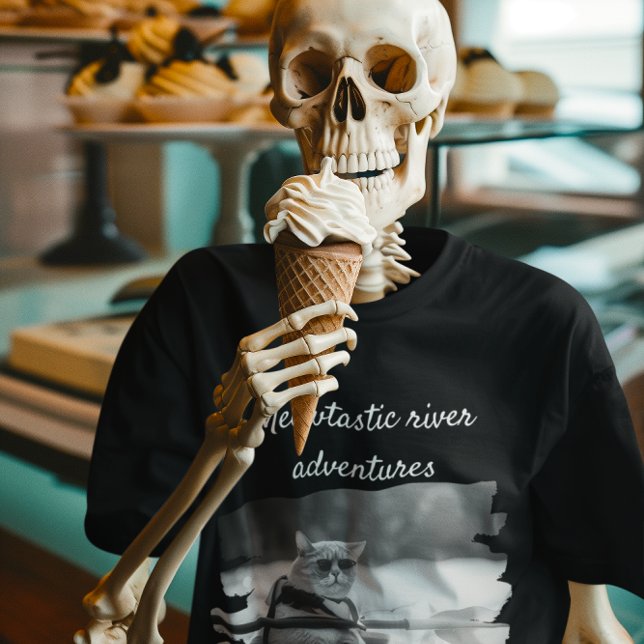 Camiseta selfi gata engraçada em memória selfie kayak paddl (Criador carregado)