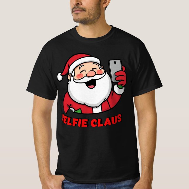 Camiseta Selfie Claus – Modern Christmas Santa Design (Frente)