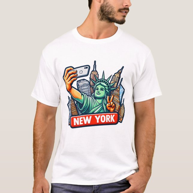 Camiseta Selfie da Estátua da Liberdade (Frente)