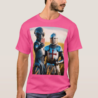 Camiseta Selfie de alienígena com Cavaleiro Templário