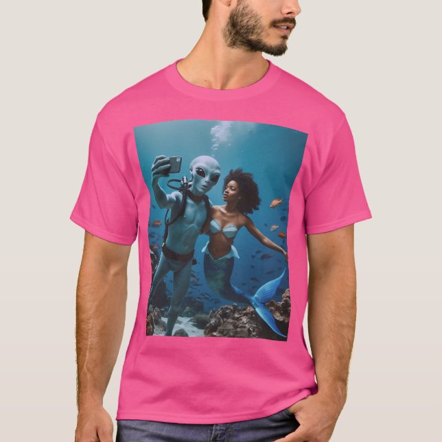 Camiseta Selfie de alienígena com Sereia (Frente)