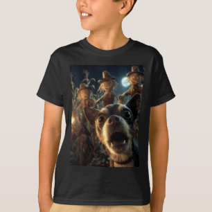 Camiseta Selfie de Chihuahua Engraçado com Espantalhos para