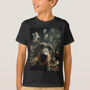 Camiseta Selfie de Dachshund com Espíritos na Floresta Asso
