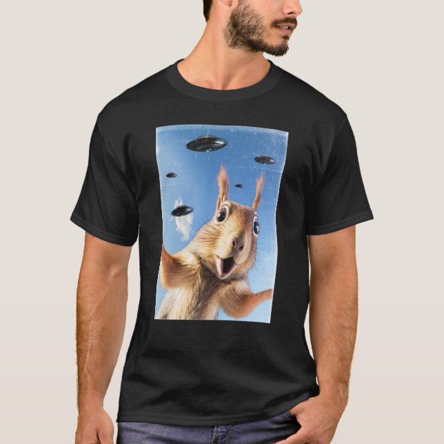 Camiseta Selfie de Esquilo OVNI Alien (Frente)
