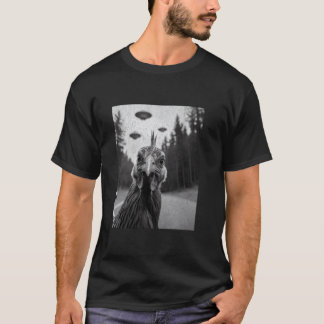 Camiseta Selfie de Frango com OVNI Alien, Animais de Fazend