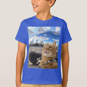 Camiseta Selfie de Gato Adorável em Chicago Bean Kids T-Shi