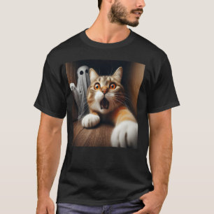Camiseta Selfie de Gato Assustado Surpreso Selfie de Gato E