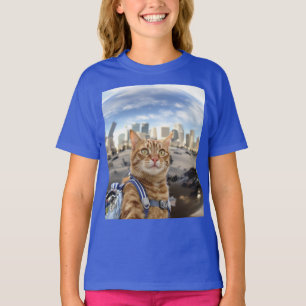 Camiseta Selfie de Gato Bonito em Chicago Bean Girls T-Shir