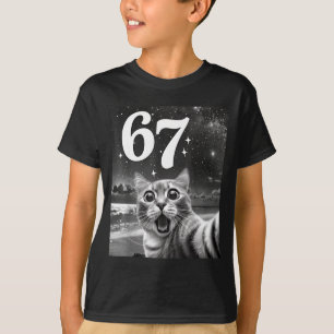 Camiseta Selfie de Gato Com 67 Meme Gatos Engraçados Gráfic