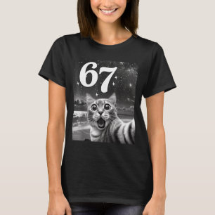 Camiseta Selfie de Gato Com 67 Meme Gatos Engraçados Gráfic